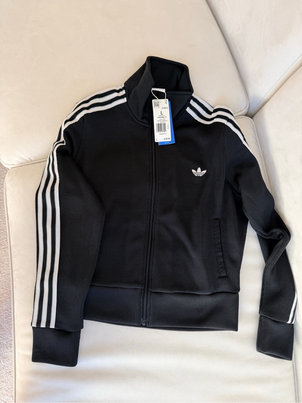 adidas Black Track Jacket with White Stripes